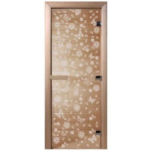Дверь для бани Doorwood DW00971 800х2000 мм прозрачная Весна цветы