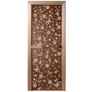 Дверь для бани Doorwood DW00072 800х2000 мм бронза Весна цветы