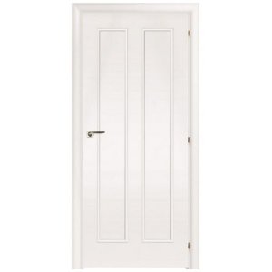 Дверное полотно Mario Rioli Saluto 220v CPL Белый правое с петлями и сантехническим замком хром