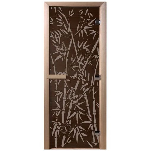 Дверь для бани Doorwood DW00061 700х1900 мм Черный жемчуг Бамбук и бабочки