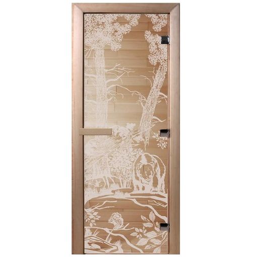 Дверь для бани Doorwood DW00934 700х1900 мм прозрачная Мишки в лесу