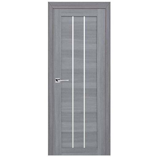 Дверное полотно Мариам Техно 602 экошпон светло-серый стекло белый сатинат