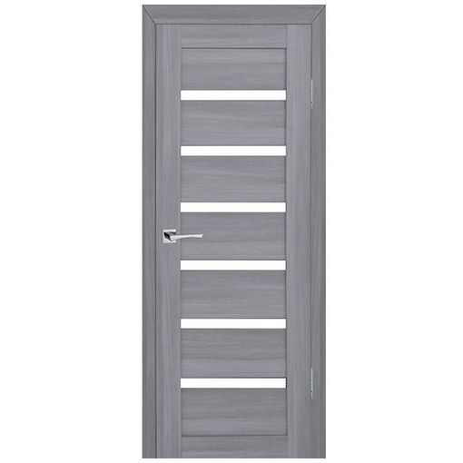 Дверное полотно Мариам Техно 607 экошпон светло-серый стекло белый сатинат