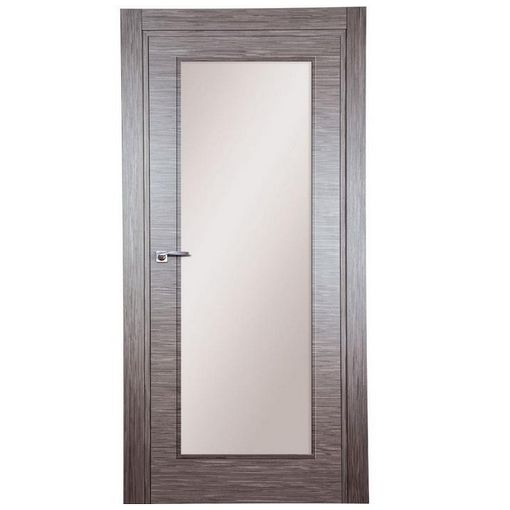 Дверное полотно Mario Rioli Linea 101 шпон дуб серый правое с карточными петлями и сантехническим замком хром
