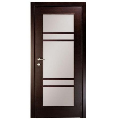Дверное полотно Mario Rioli Linea 405L шпон венге универсальное без петель с сантехническим замком хром