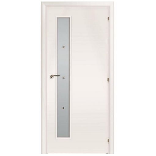 Дверное полотно Mario Rioli Saluto 201f CPL Белый правое с петлями и сантехническим замком хром