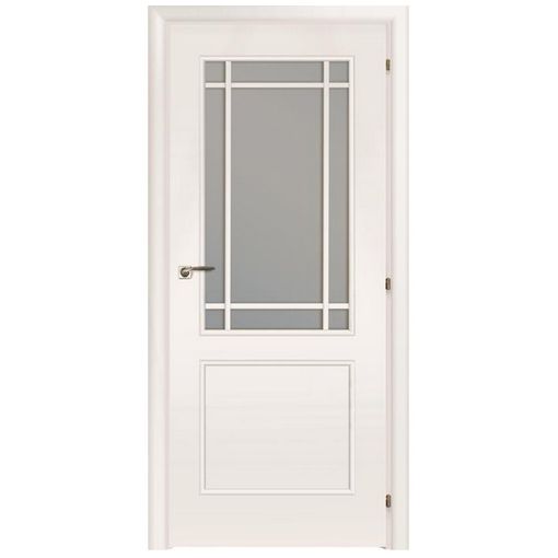 Дверное полотно Mario Rioli Saluto 219l CPL Белый левое с петлями и сантехническим замком хром