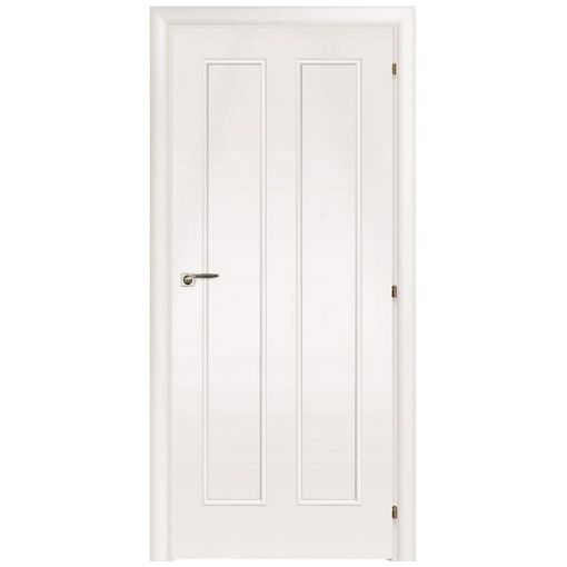 Дверное полотно Mario Rioli Saluto 220v CPL Белый правое с петлями и сантехническим замком хром
