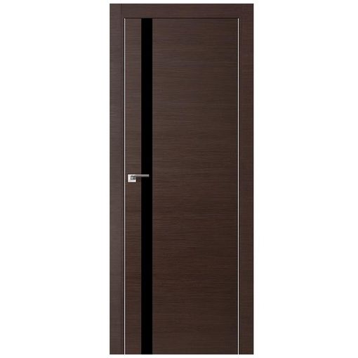 Дверное полотно Profil Doors 6Z экошпон Венге кроскут стекло черное с врезкой под магнитный замок и скрытые петли
