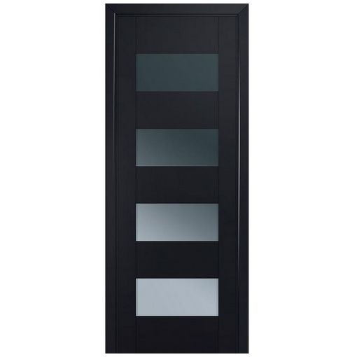 Дверное полотно ProfilDoors 46u экошпон Черный матовый стекло графит