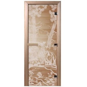 Дверь для бани Doorwood DW00934 700х1900 мм прозрачная Мишки в лесу