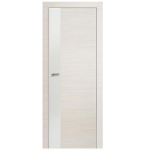 Дверное полотно Profil Doors 14Z экошпон Эшвайт кроскут стекло белое с врезкой под магнитный замок и скрытые петли