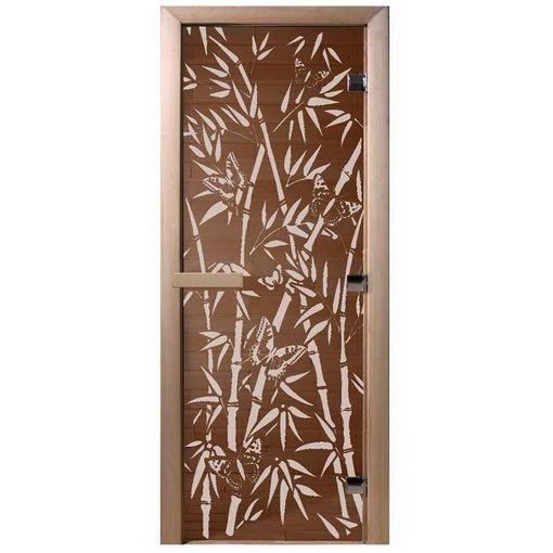 Дверь для бани Doorwood DW00056 800х2000 мм бронза Бамбук и бабочки
