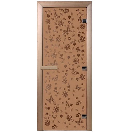 Дверь для бани Doorwood DW00073 700х1900 мм бронза матовая Весна цветы
