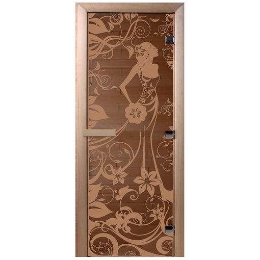 Дверь для бани Doorwood DW00989 700х1900 мм бронза матовая Девушка в цветах
