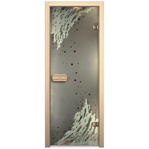 Дверь для бани стеклянная Акма Девятый вал с фьюзингом 690х1890 мм