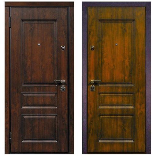 Дверь входная металлическая ЮрСталь Лондон 880х2060 мм левая МДФ 16 мм Дуб темный и Дуб золотистый