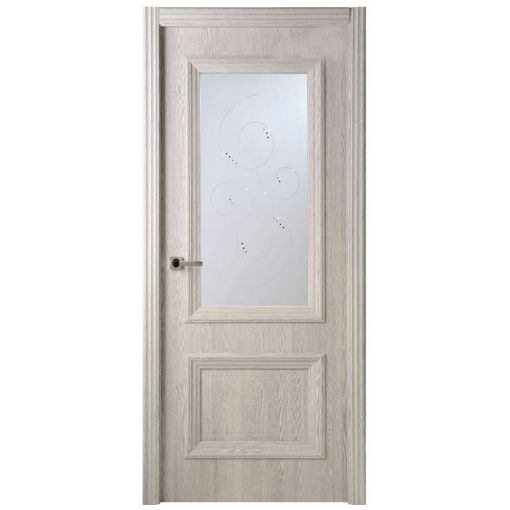 Дверное полотно Belwooddoors Франческо Ясень скандинавский со стеклом Мателюкс и стразами
