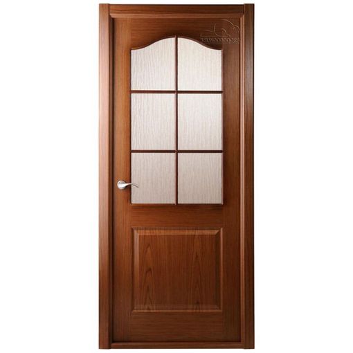 Дверное полотно Belwooddoors Капричеза со стеклом и деревянной рамкой шпон Орех