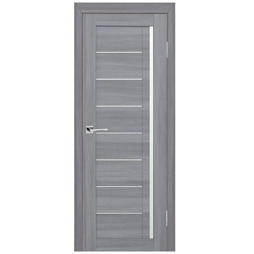Дверное полотно Мариам Техно 641 экошпон светло-серый стекло белый сатинат
