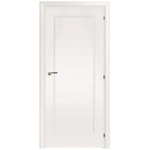 Дверное полотно Mario Rioli Saluto 210 CPL Белый левое с петлями и сантехническим замком хром