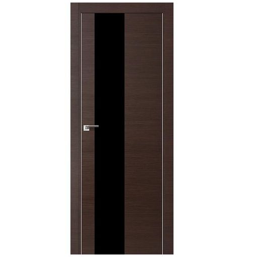 Дверное полотно Profil Doors 5Z экошпон Венге кроскут стекло черное с врезкой под магнитный замок и скрытые петли