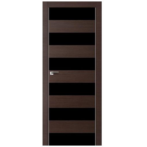 Дверное полотно Profil Doors 8Z экошпон Венге кроскут стекло черное с врезкой под магнитный замок и скрытые петли