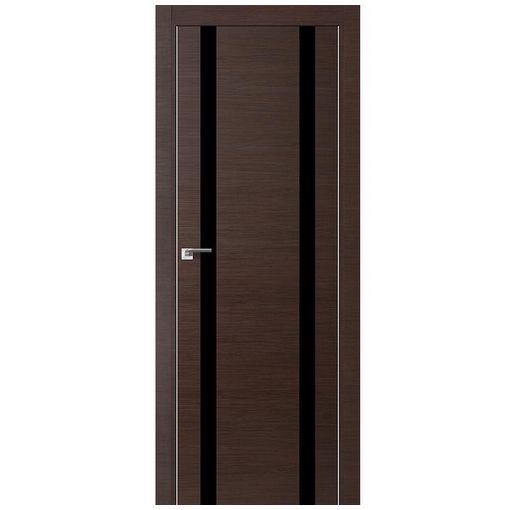 Дверное полотно Profil Doors 9Z экошпон Венге кроскут стекло черное с врезкой под магнитный замок и скрытые петли