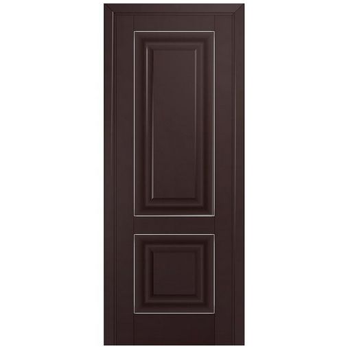 Дверное полотно ProfilDoors 27u экошпон Темно-коричневый молдинг серебро