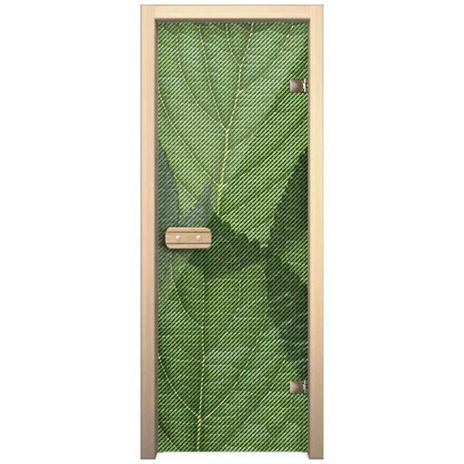 Стеклянная дверь GlassJet  Акма Листья зелень 690х1890мм