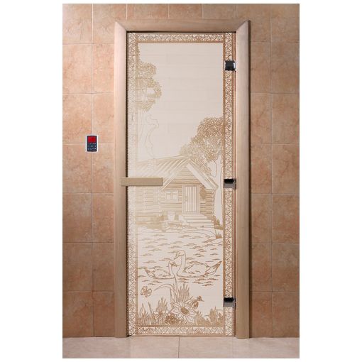 Дверь для бани Doorwood DW00920 700х1900 мм сатин Банька в лесу