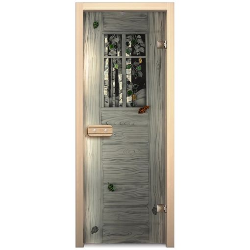 Дверь для бани стеклянная Акма Оконце с фьюзингом 690х1890 мм