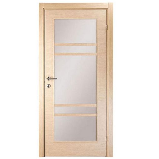 Дверное полотно Mario Rioli Linea 405L шпон беленый дуб универсальное без петель с сантехническим замком хром