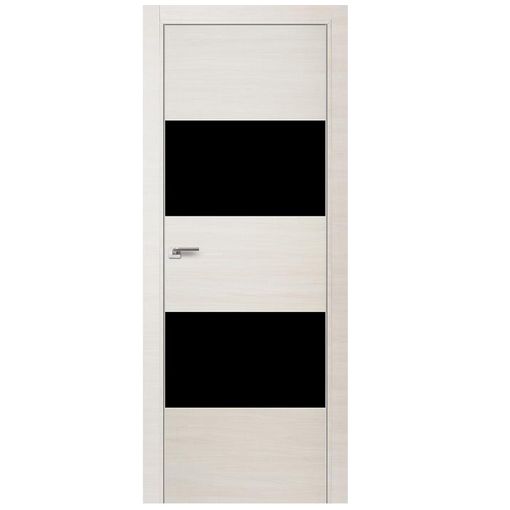 Дверное полотно Profil Doors 10Z экошпон Эшвайт кроскут стекло черное с врезкой под магнитный замок и скрытые петли