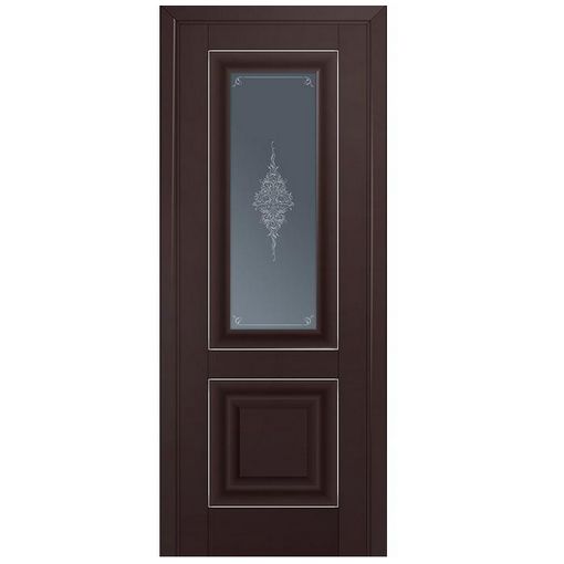 Дверное полотно ProfilDoors 28u экошпон Темно-коричневый стекло графит молдинг серебро