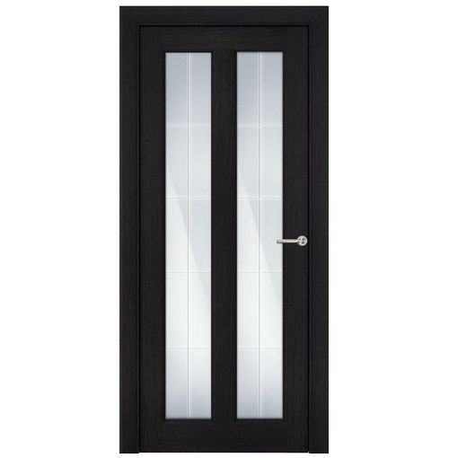 Дверное полотно Status Fusion 612 Дуб черный стекло сатин с гравировкой