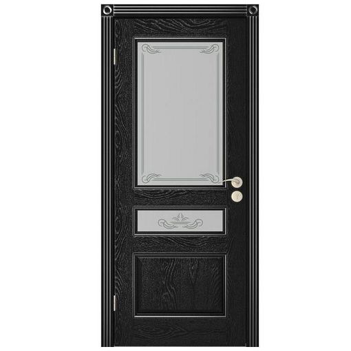 Дверное полотно Юркас Вена шпон Эмаль черная остекленное